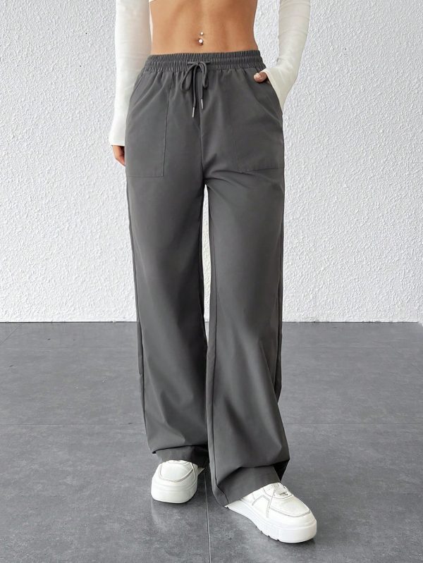 Women Causal Solid Loose Fit Wide Leg Baggy Pants
