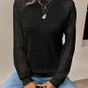 Women's Elegant Lace Sleeve Textured Casual Sweatshirt, Autumn