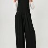 Solid Wide Leg Overall Jumpsuit Without Tee