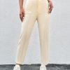 Women's Solid Color Edging Decorated Long Pants