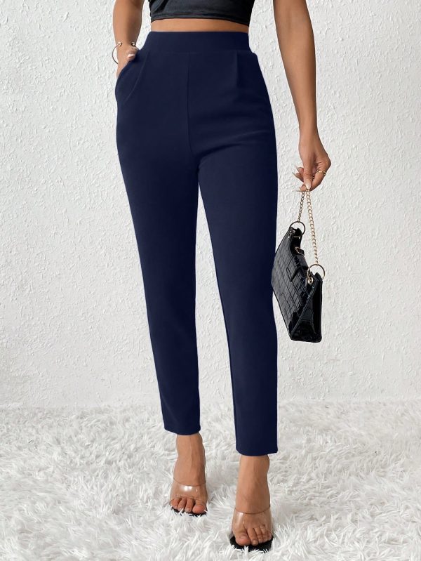 Solid Color Tapered Spring Women Pants