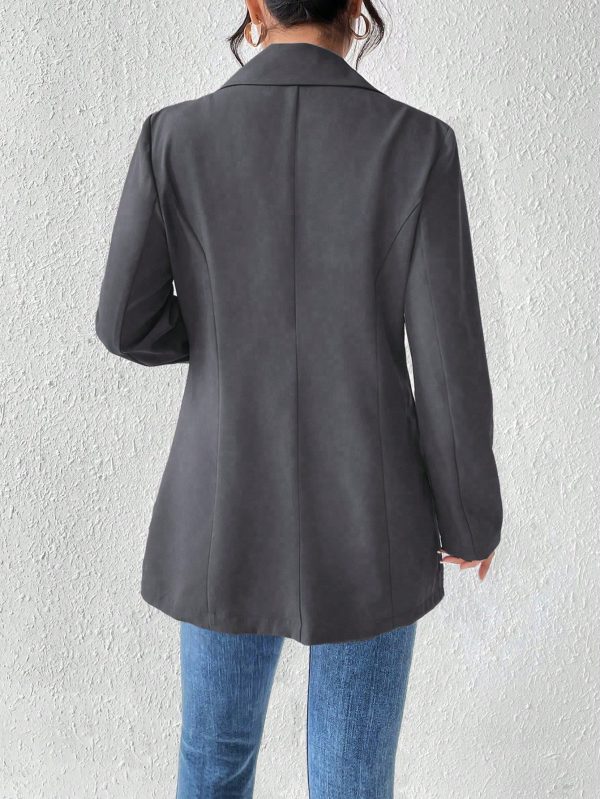 Women's French Collar Long Sleeve Solid Color Blazer Jacket For Autumn