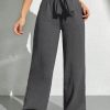 Solid Color Tie Waist Wide Leg Pants