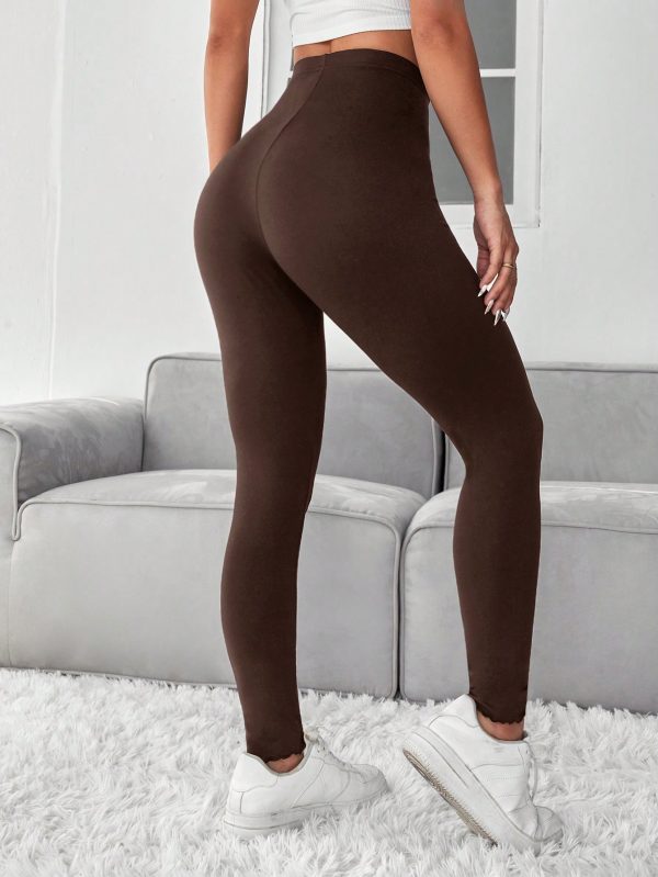 Solid High Waist Bodycon Leggings