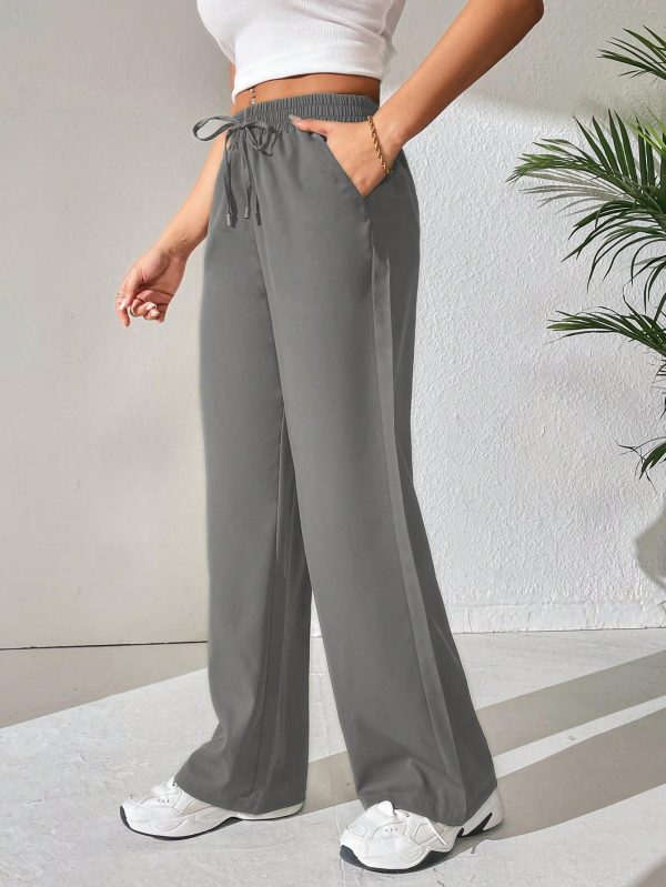 Drawstring Waist Wide Leg Pants
