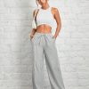 Women's Casual High Waist Gray Vertical Striped Wide Leg Pants