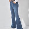 High Waist Raw Hem Flare Leg Jeans