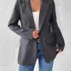 Women's French Collar Long Sleeve Solid Color Blazer Jacket For Autumn