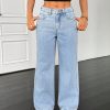 Women's Fashion Versatile Washed Slant Pocket Loose Wide Leg Jeans
