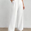 Women's Solid Color Pleated LooseWhite Pants