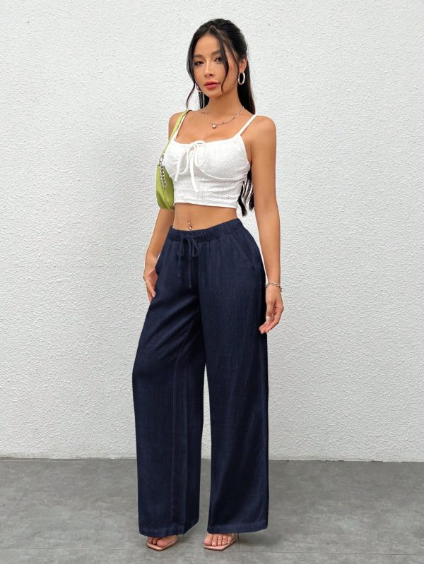 Women's Solid Color Simple Daily Woven Wide Leg Pants