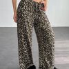 Leopard Print Knit Straight Leg Lounge Pants