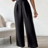 Women's Solid Color High Waist Pleated Wide Leg Loose Pants With Refined Elegant Style