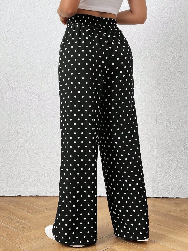 Women's Daily Casual Ruffled Edge All-Over Polka Dot Print Pants