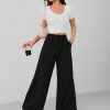 Women's Solid Color Wide Leg Trousers With Insert Pockets