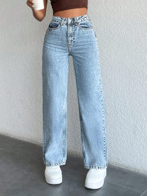 '- WIDE LEG HIGH WAISTLIGHT WASH