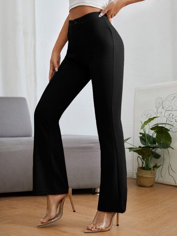 High Waist Press CreaseFlare Leg Pants