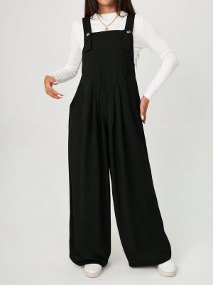 Solid Wide Leg Overall Jumpsuit Without Tee