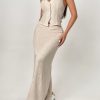 Halter-Neck Buttoned Top And Elegant Loose Skirt Two-Piece Set