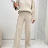 Solid Color Long-Sleeved Sweater And Knitted Trousers Two-Piece Set