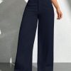 Women Casual Solid Color Wide Leg Pants