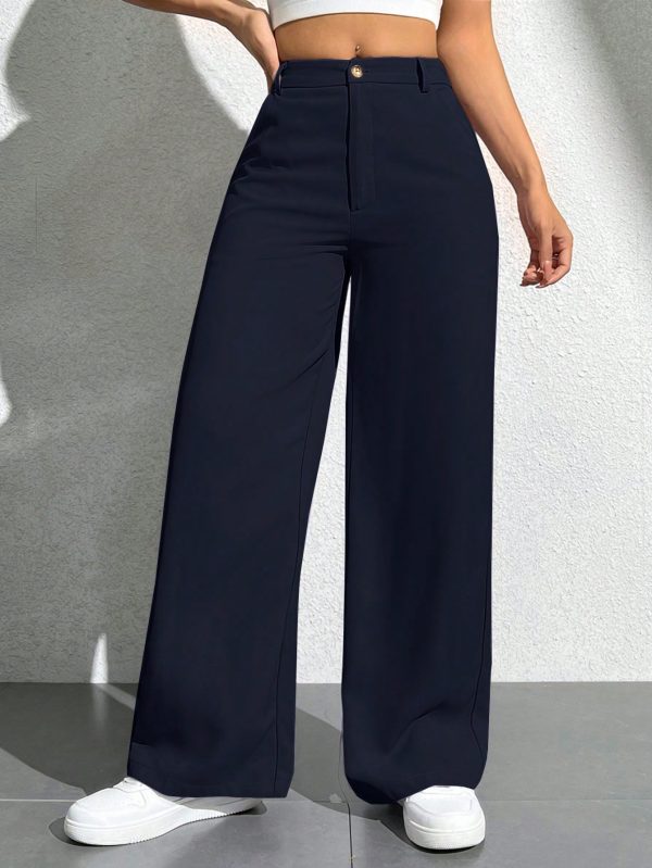 Women Casual Solid Color Wide Leg Pants