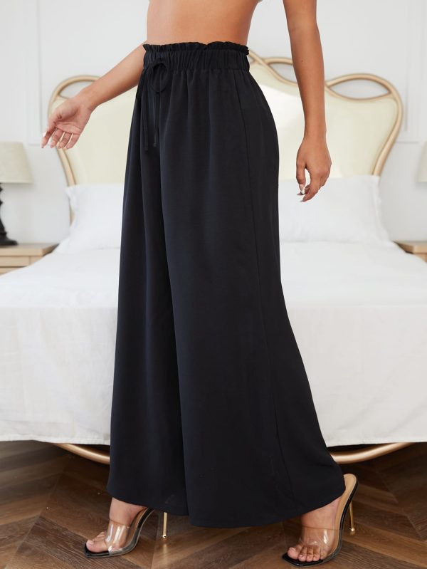 Tie Paperbag WaistBlack Dress Pants