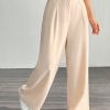 Women's Pleated High Waist Belted Wide Leg Casual & Commuting Pants In Beige