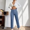 Solid Seam Detail Cropped Pants