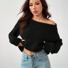 Women's Solid Color Oblique Shoulder Long Sleeve Casual Top