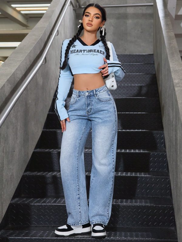 Women's Pocket Loose Fit Casual Wide Leg Jeans