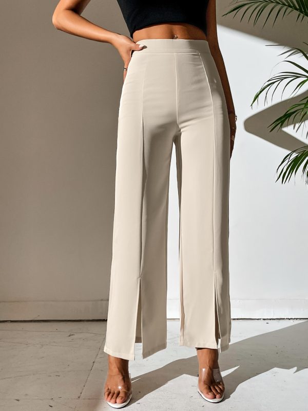 Split Hem Straight Leg Dress Pants