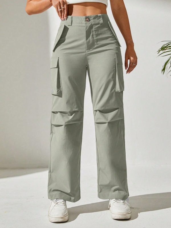 Solid Flap Pocket Cargo Pants