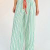 Casual Woven Striped Mid-Rise Loose Wide-Leg Women's Trousers