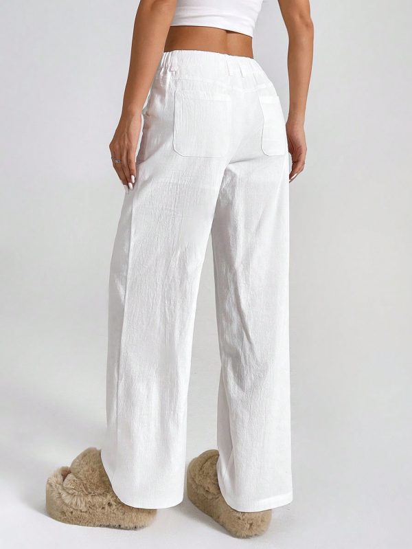Casual Solid Color Loose Low Waist Wide-Leg Pants
