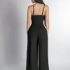 Solid Color Twist Strap Wide Leg Jumpsuit