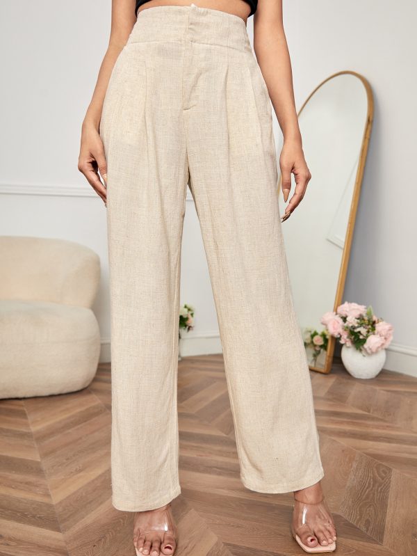 High Waisted Solid Tailored Pants