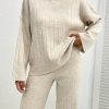 Solid Color Long-Sleeved Sweater And Knitted Trousers Two-Piece Set