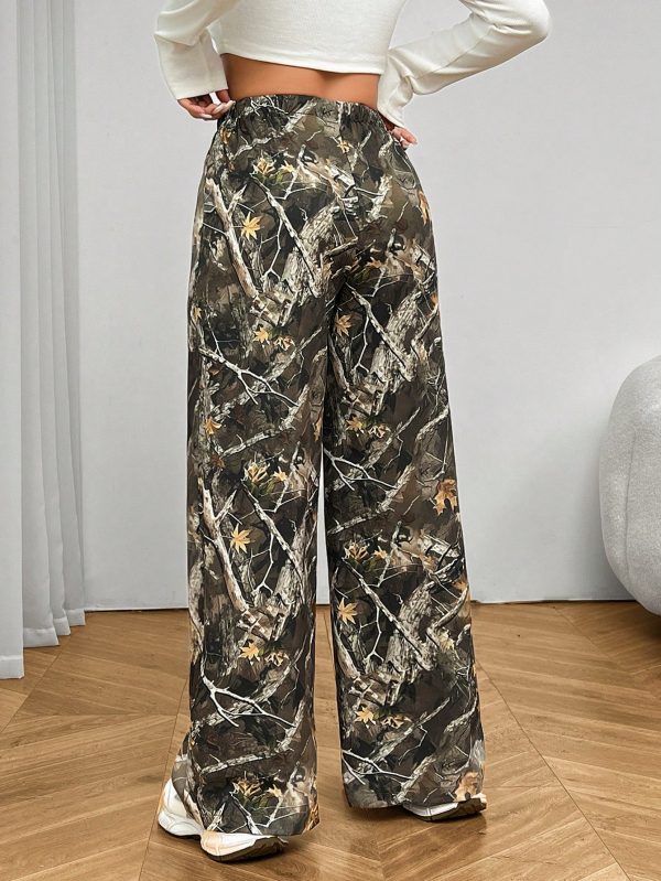 Women's Fashionable Camouflage Print Wide Leg Pants