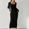 Women's Round Neck Black Dress