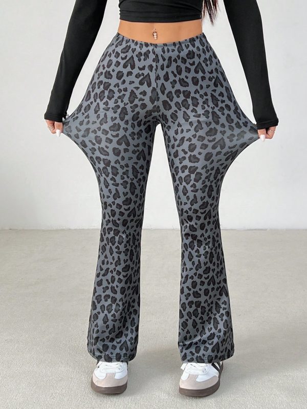 Women's Leopard Print Slim Flared Pants
