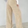 Drawstring Waist Teddy Wide Leg Pants