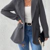 Women's French Collar Long Sleeve Solid Color Blazer Jacket For Autumn