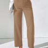Women Solid Color Woven Casual Straight-Leg Pants