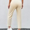 Women's Solid Color Edging Decorated Long Pants