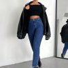 Split Hem Straight Leg Jeans