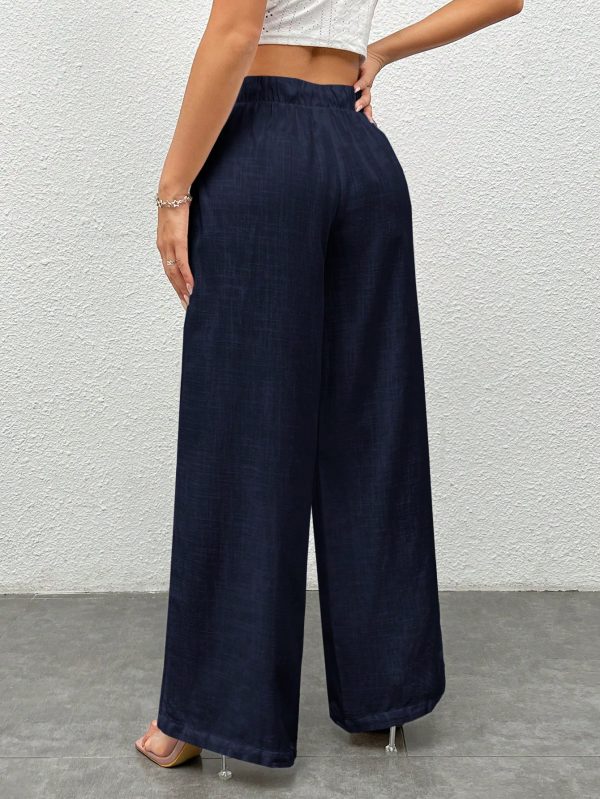 Women's Solid Color Simple Daily Woven Wide Leg Pants
