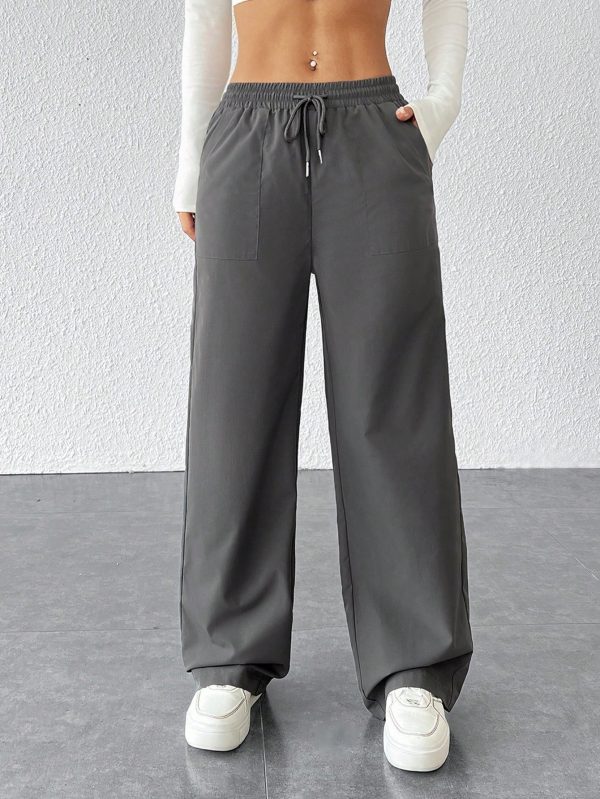 Women Causal Solid Loose Fit Wide Leg Baggy Pants