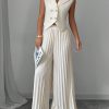 Apricot Color Double-Breasted Suit Collar Pleated Elegant & Romantic Women Suit Set