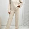 Solid Color Long-Sleeved Sweater And Knitted Trousers Two-Piece Set
